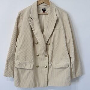 Rowing Blazers Target Wide Wale Double Breasted Blazer Womens 1X Cream Academia